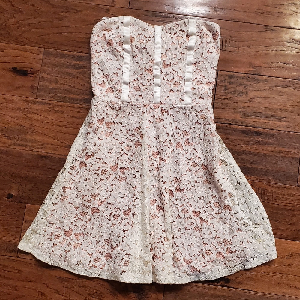 Strapless Pink w/ Lace Dress